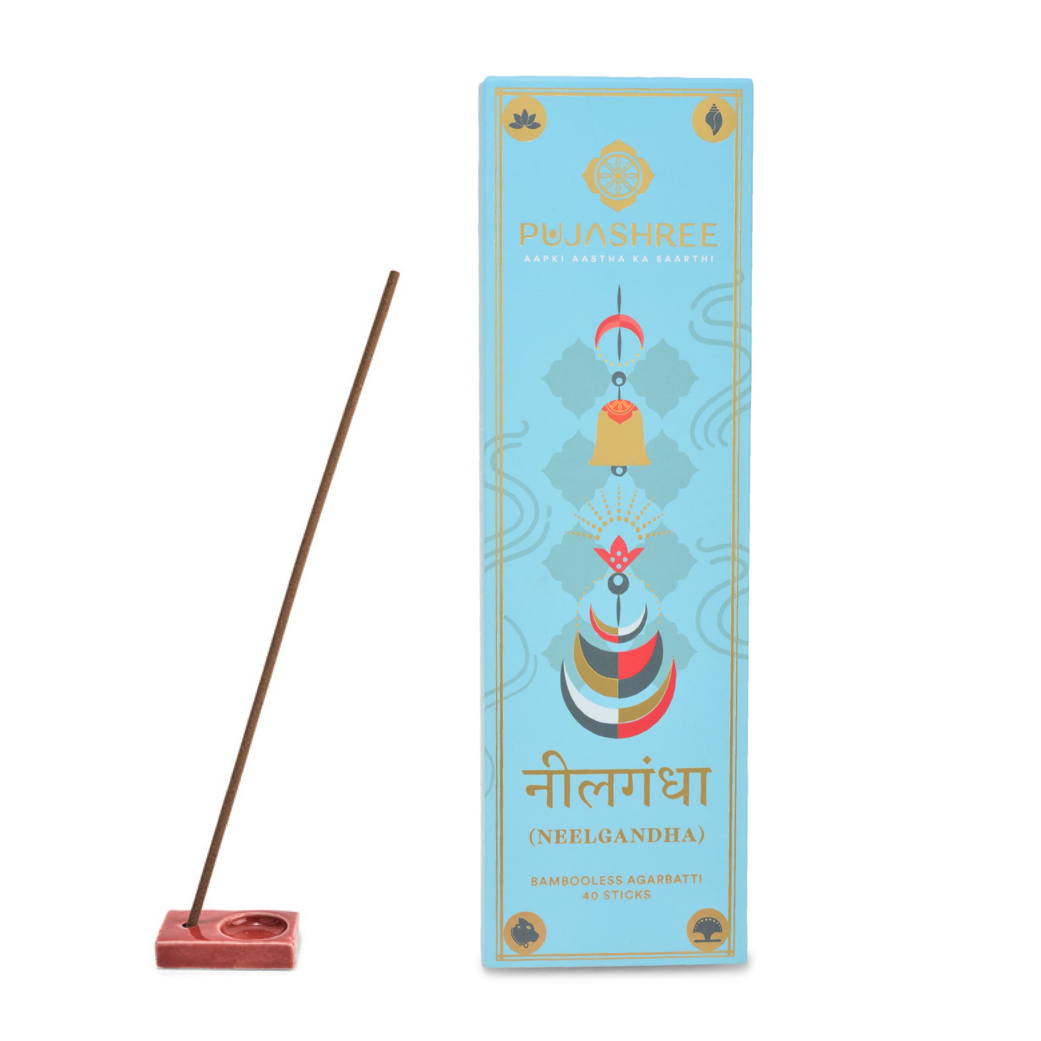 Pujashree Bambooless Agarbatti Neelgandha 40 pcs 8 Inches